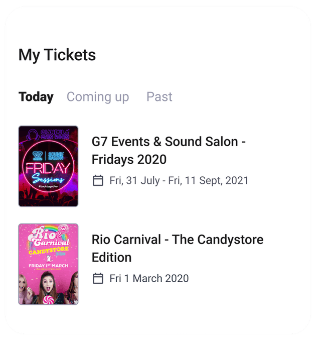 My Events: Tickets & History