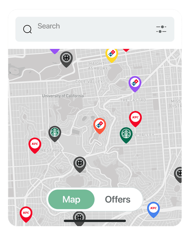 Reward Radar: Map & Deals Toggle